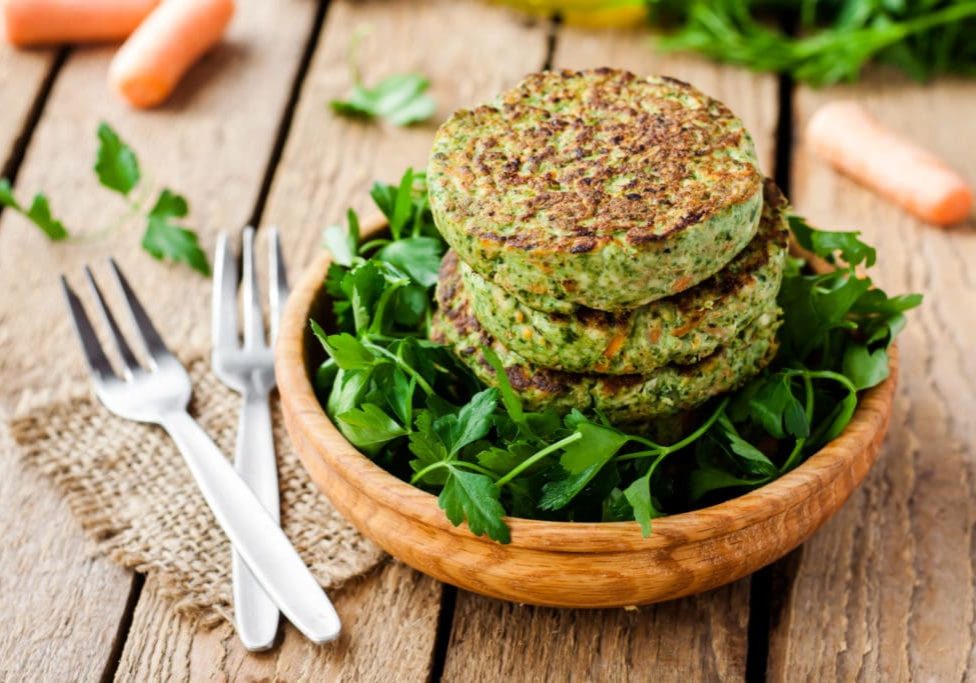 vegan burger with spinach