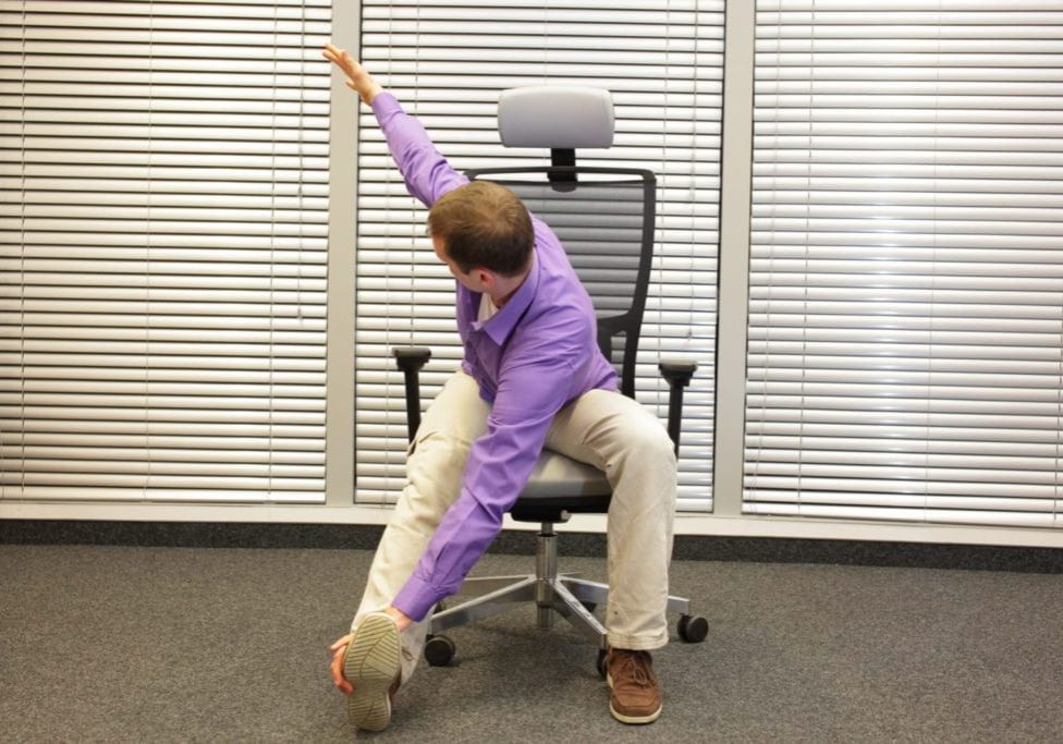 Yoga in office chair, healthy lifestyle &#8211; front
